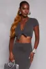 Ribbed Tie Front Crop Top sold by Rainbow