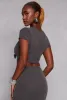 Ribbed Tie Front Crop Top sold by Rainbow