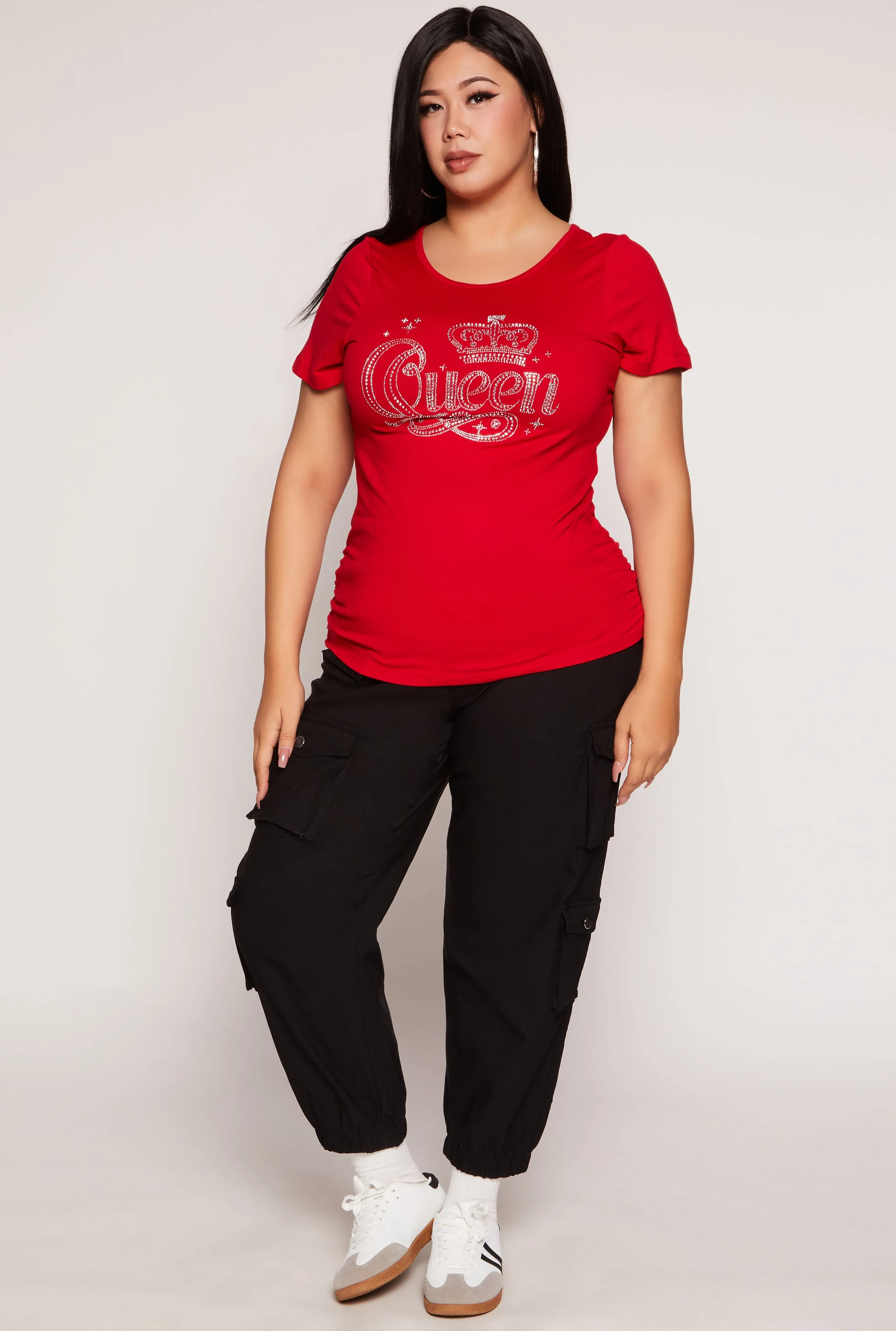 Plus Size Queen Rhinestone Ruched Graphic Tee sold by Rainbow product image thumbnail 2