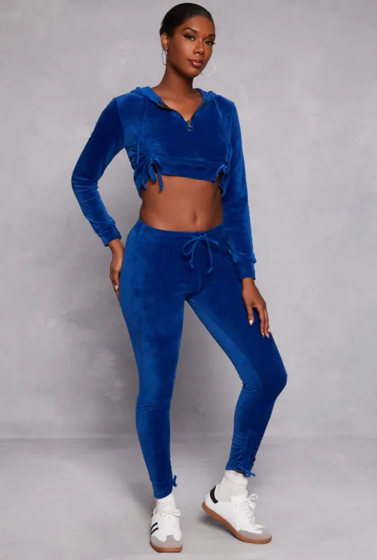 Velour Drawstring Ruched Sweatpants sold by Rainbow