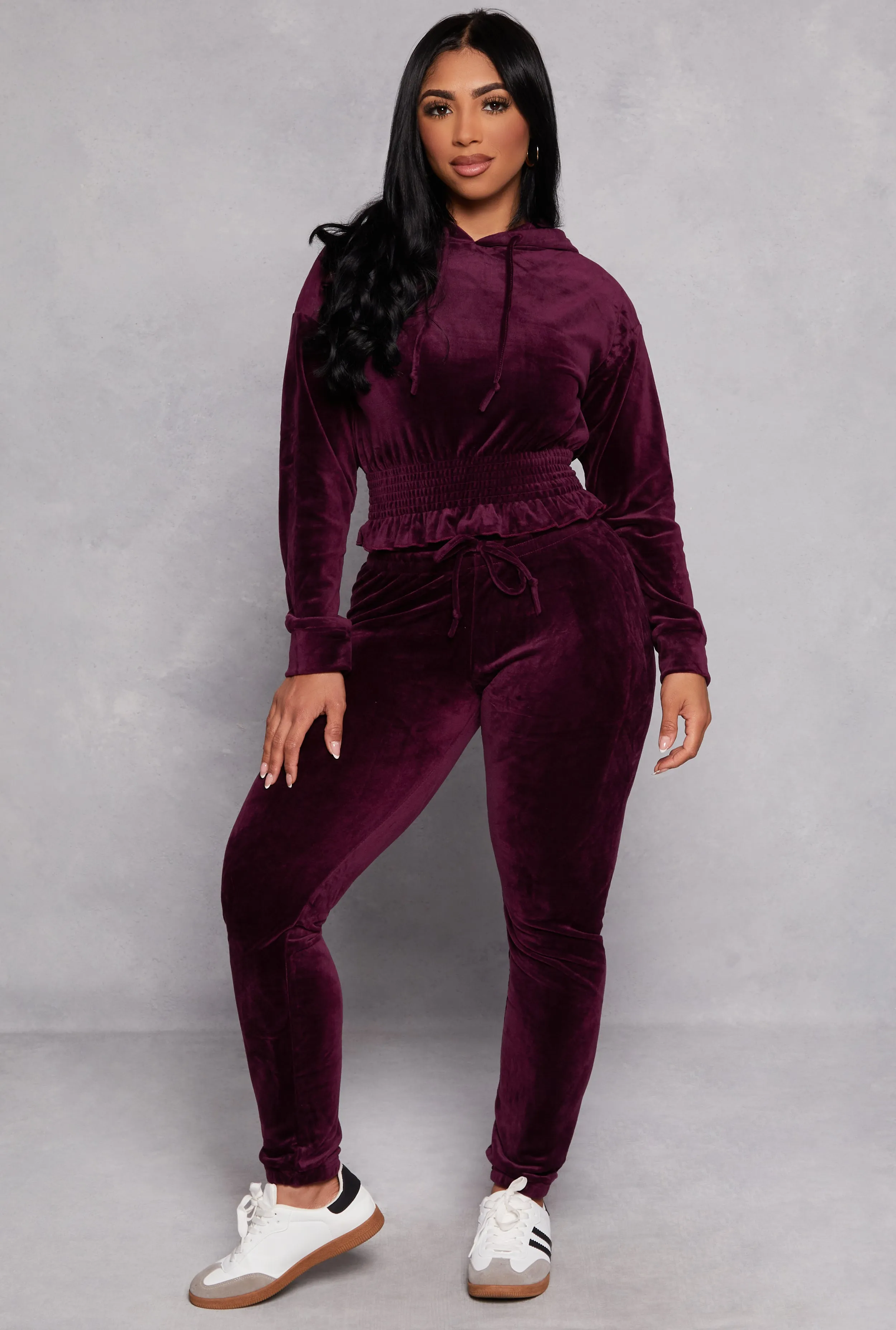 Velour Smocked Hem Pullover Hoodie sold by Rainbow product image thumbnail 2