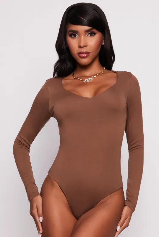 Basic V Neck Long Sleeve Bodysuit sold by Rainbow
