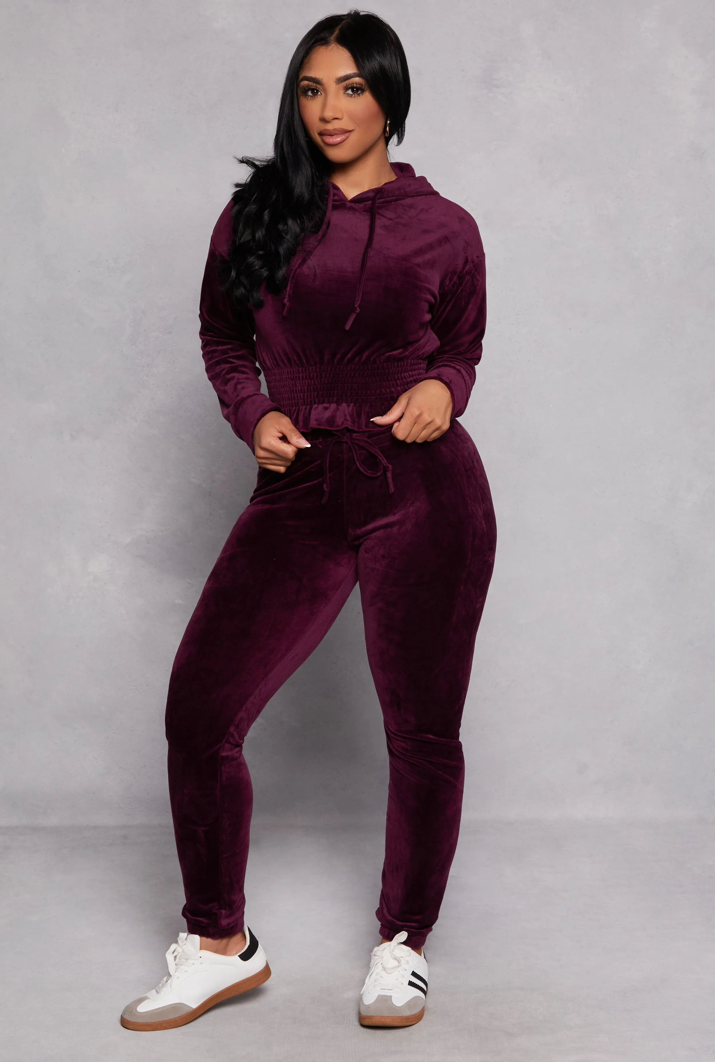 Velour High Waist Drawstring Joggers sold by Rainbow