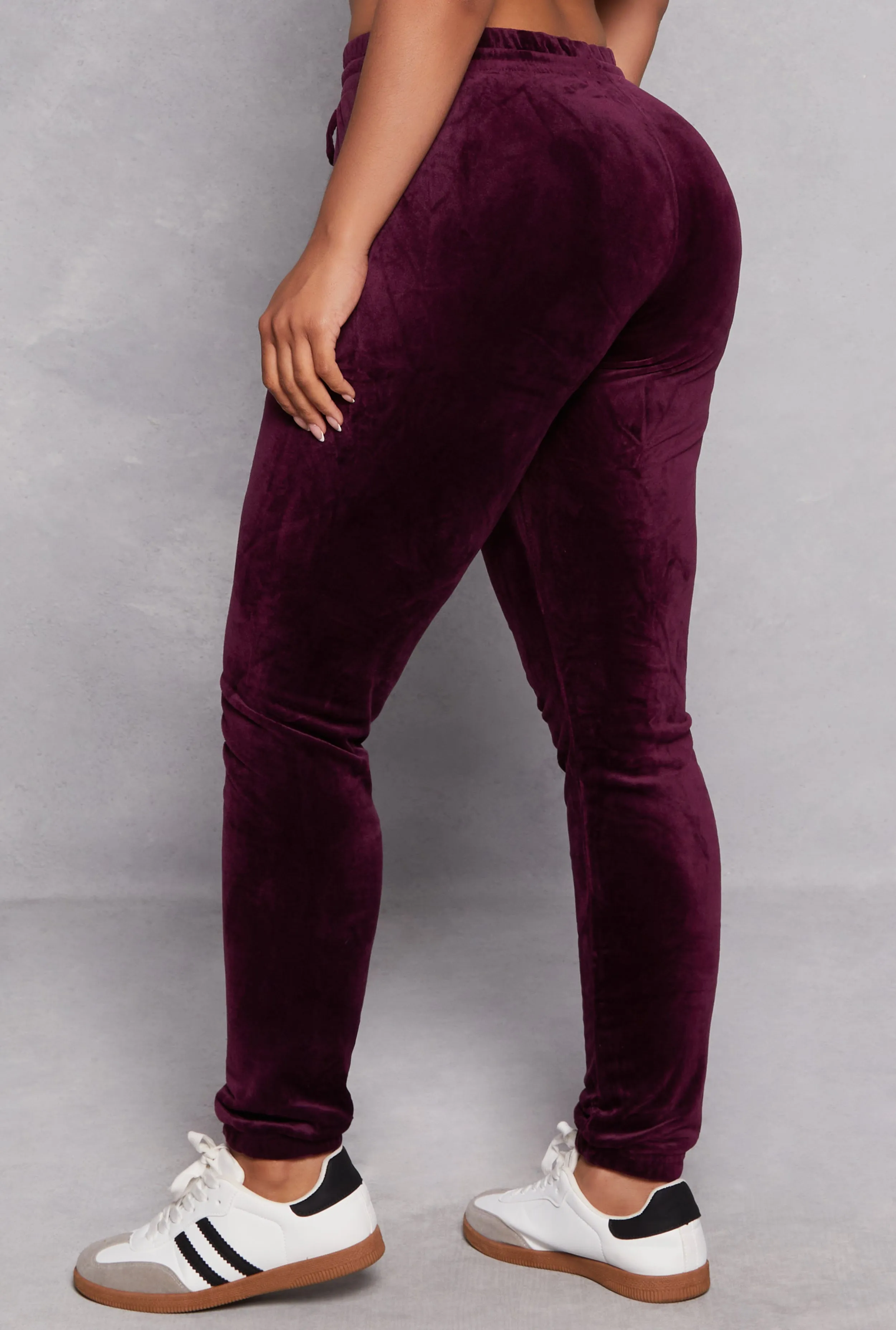 Velour High Waist Drawstring Joggers sold by Rainbow product image thumbnail 3