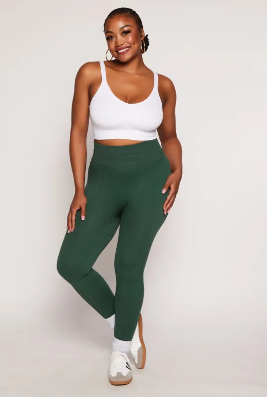 Plus Size Seamless Cable Knit High Waist Leggings sold by Rainbow