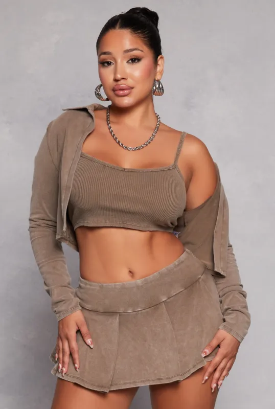 Open Front Long Sleeve Crop Top with Cami sold by Rainbow