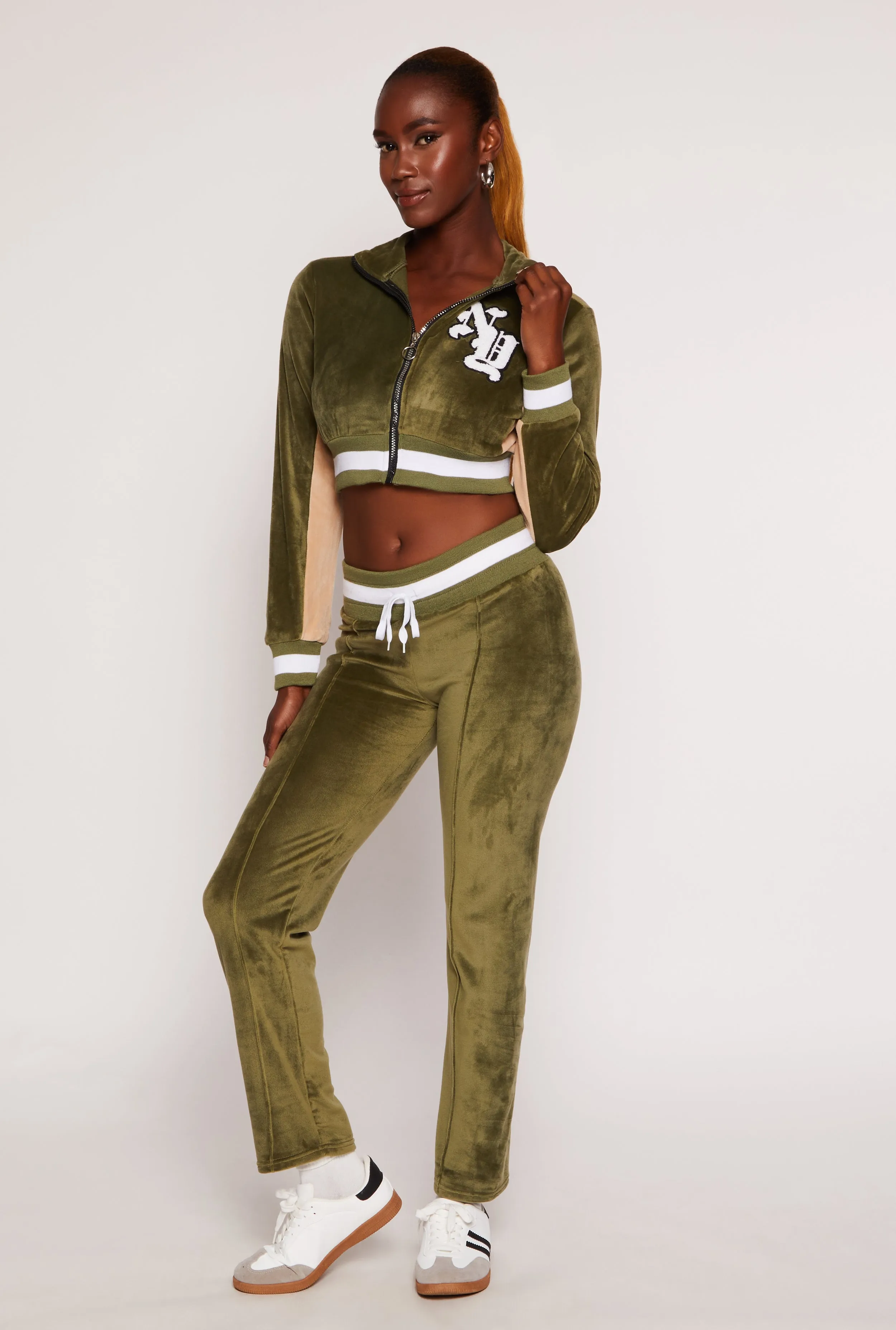 NY Chenille Patch Zip Cropped Sweatshirt sold by Rainbow product image thumbnail 2