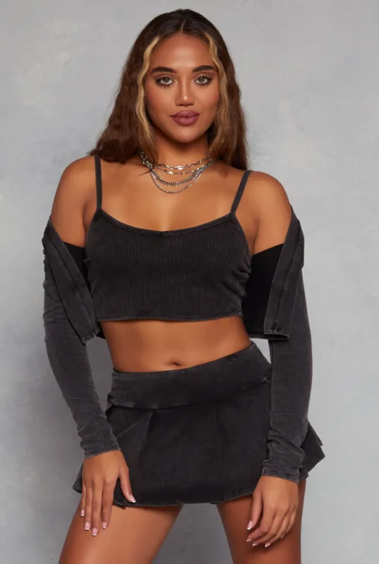 Open Front Long Sleeve Crop Top with Cami sold by Rainbow