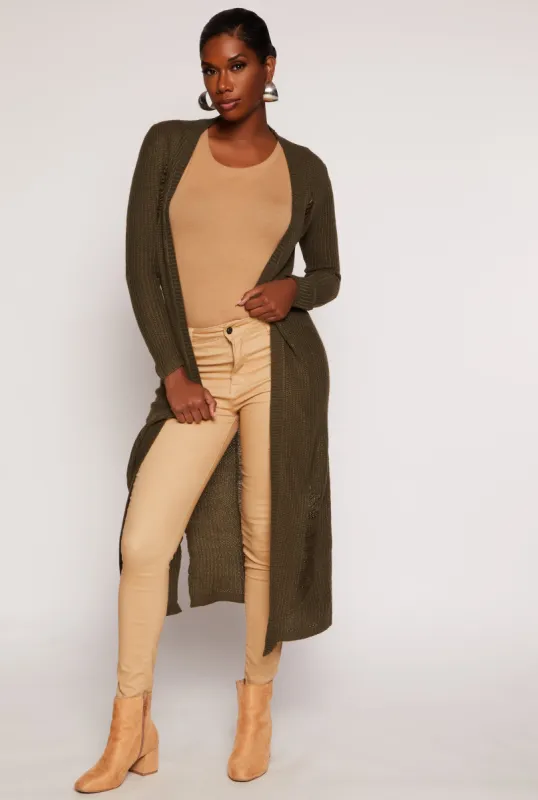 Distressed Knit Open Front Duster sold by Rainbow