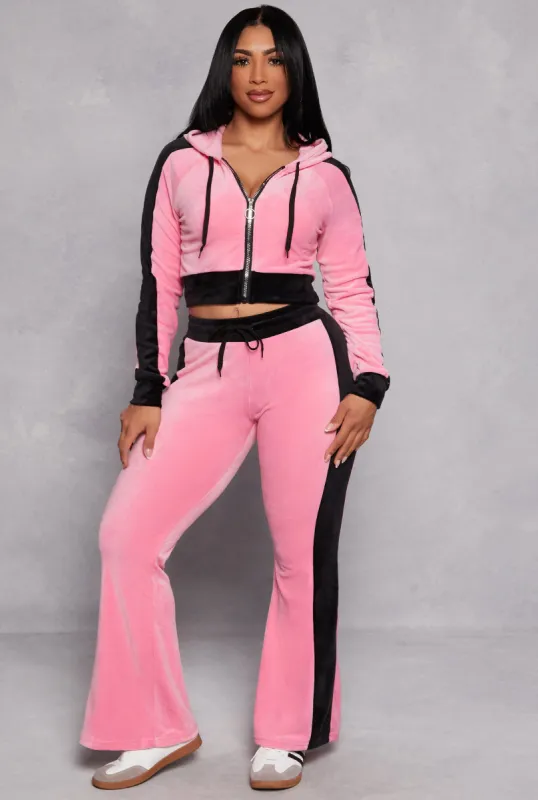 Velour Side Stripe Flare Pants sold by Rainbow