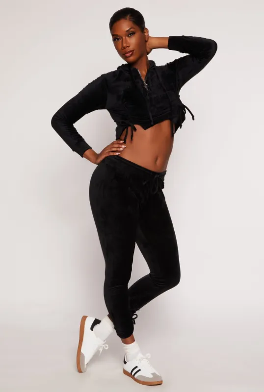 Velour Drawstring Ruched Sweatpants sold by Rainbow