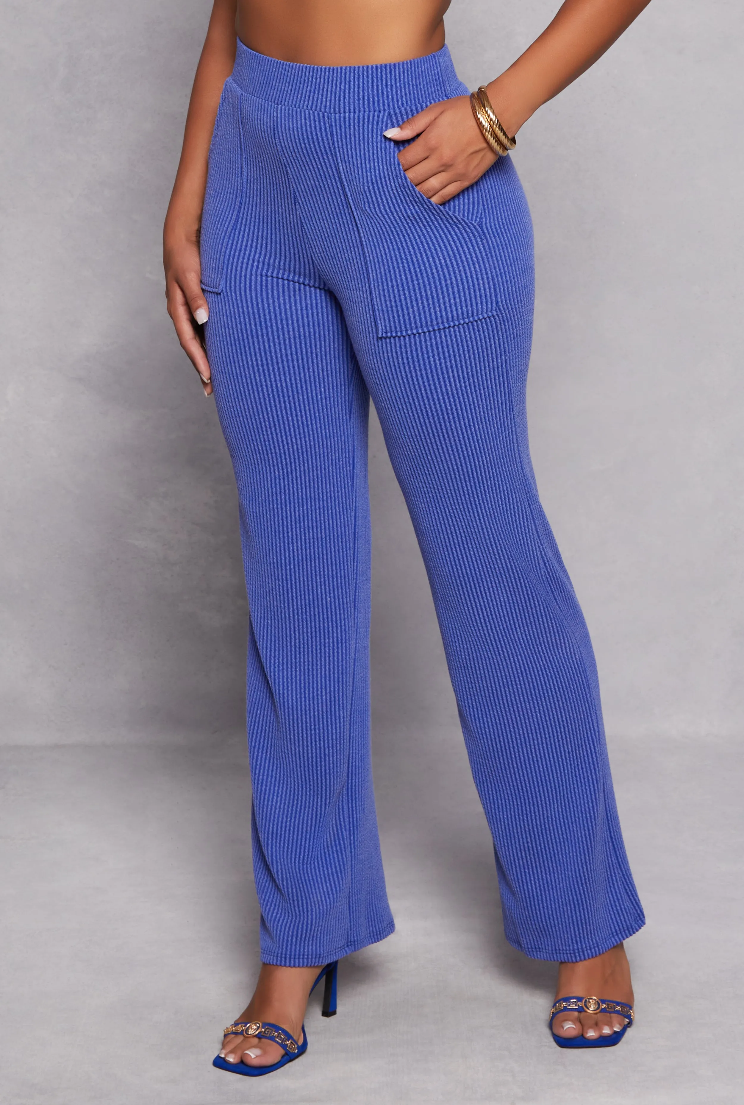 Ribbed Wide Leg Cargo Pocket Pants sold by Rainbow product image thumbnail 2