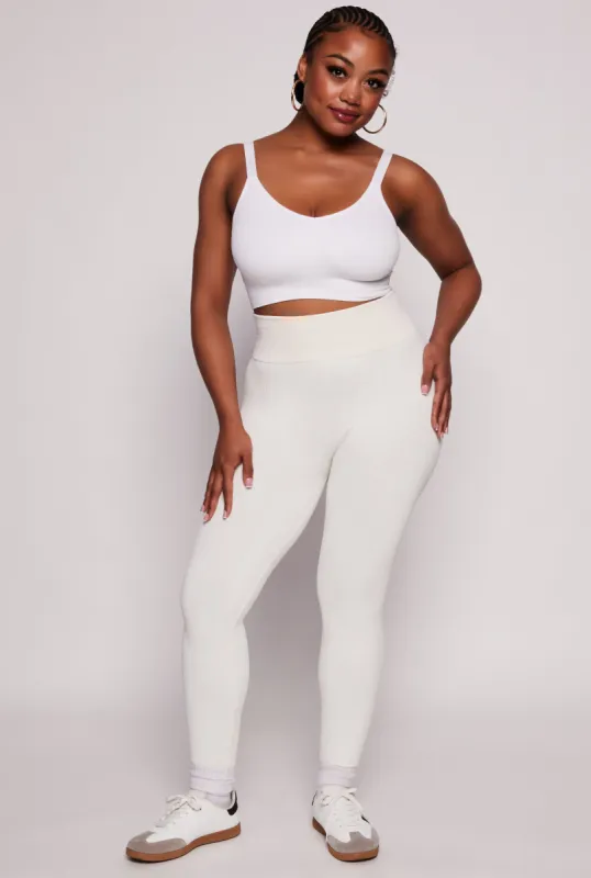 Plus Size Seamless Cable Knit High Waist Leggings sold by Rainbow