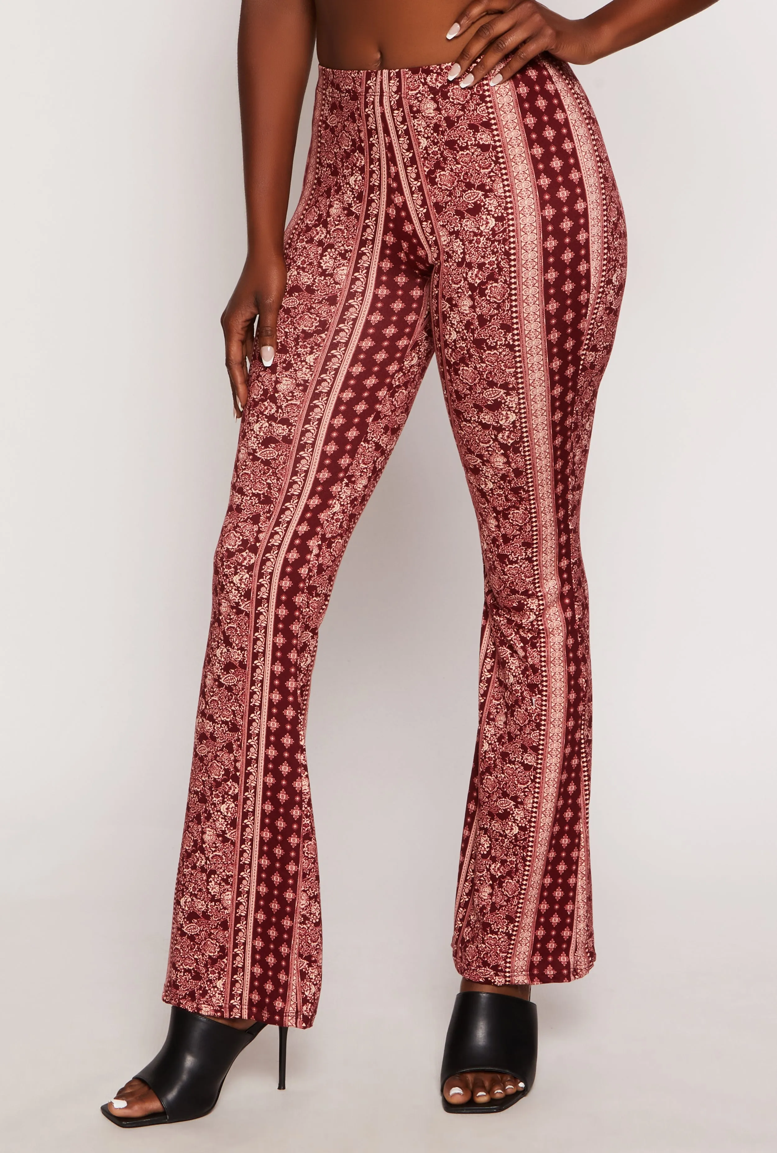 Paisley Border Print High Waisted Flare Pants sold by Rainbow product image thumbnail 2