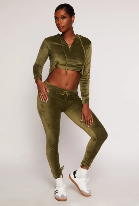 Velour Drawstring Ruched Sweatpants sold by Rainbow