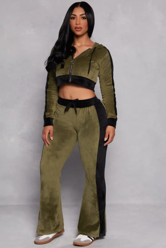 Velour Side Stripe Flare Pants sold by Rainbow