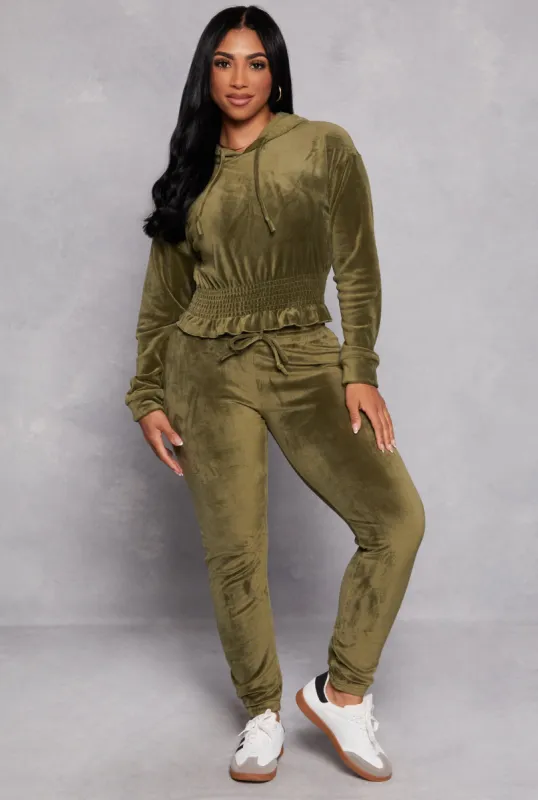 Velour High Waist Drawstring Joggers sold by Rainbow