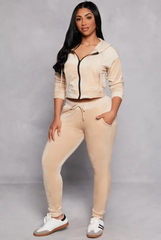Solid Velour Drawstring Joggers sold by Rainbow