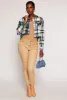 Brush Knit Plaid Cropped Shacket sold by Rainbow