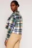 Brush Knit Plaid Cropped Shacket sold by Rainbow