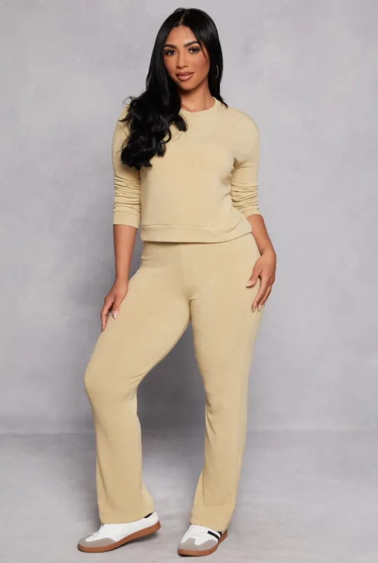 French Terry High Waist Straight Leg Pants sold by Rainbow