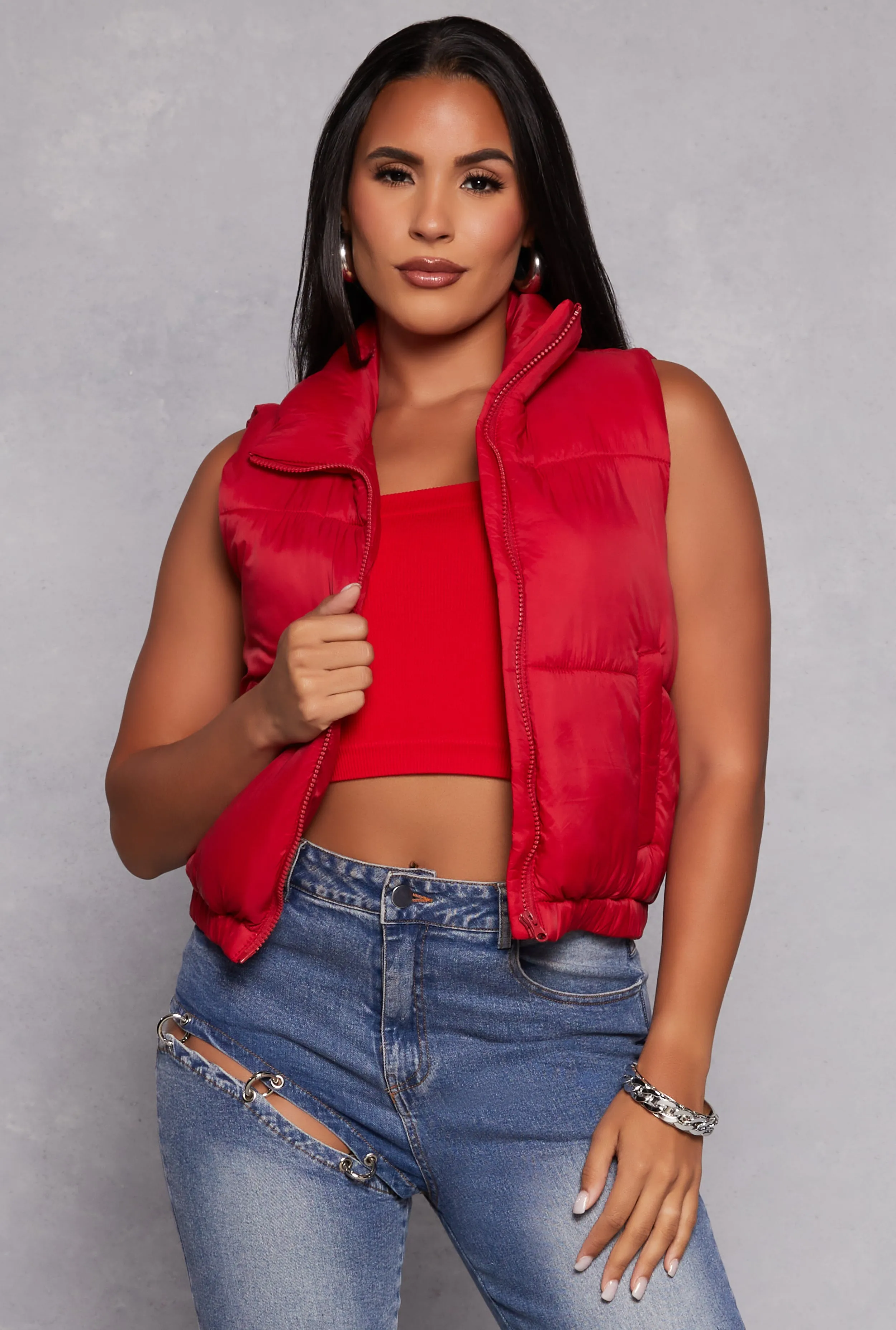 Nylon Zip Front Puffer Vest sold by Rainbow