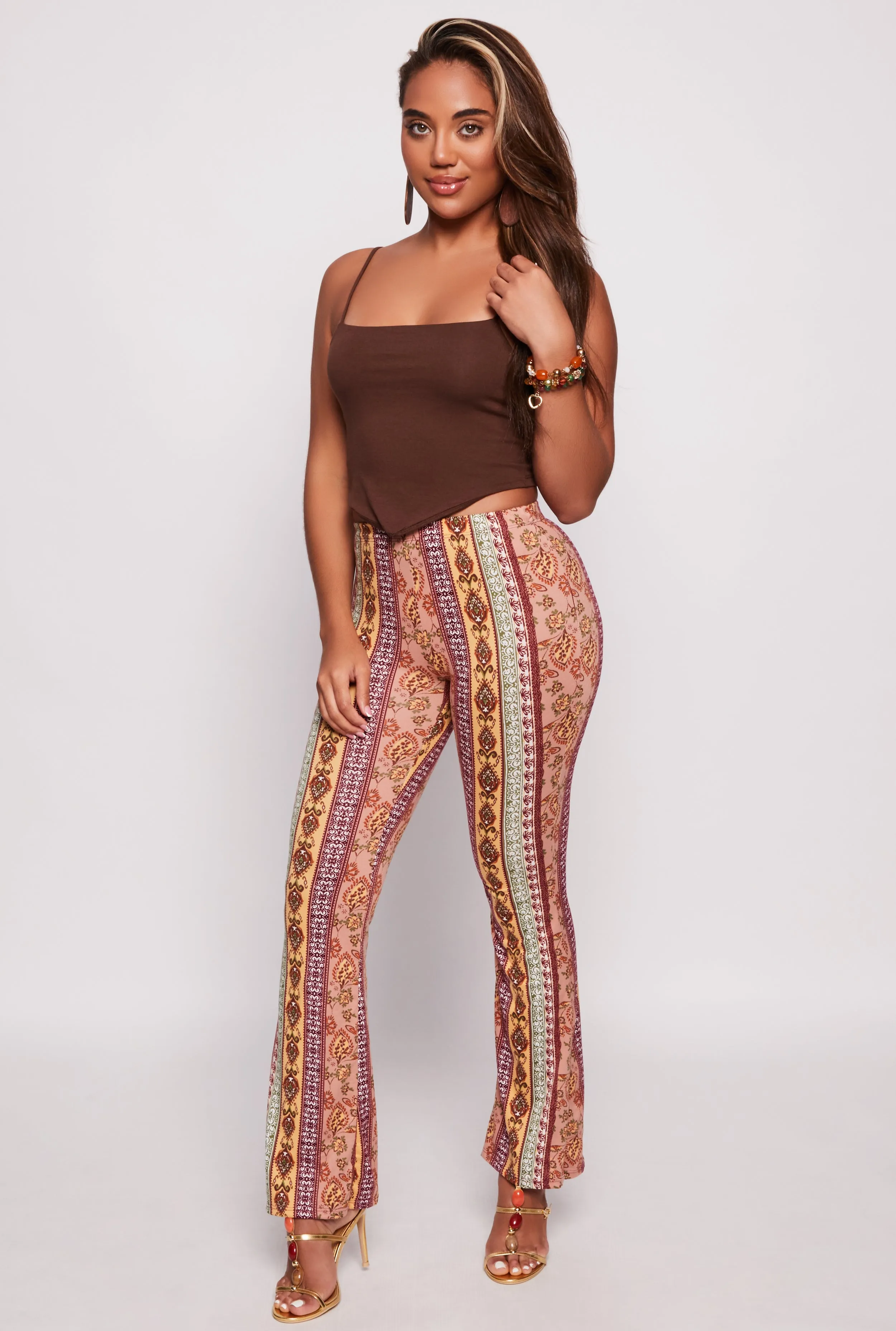 Boho Border Print Flared Pants sold by Rainbow