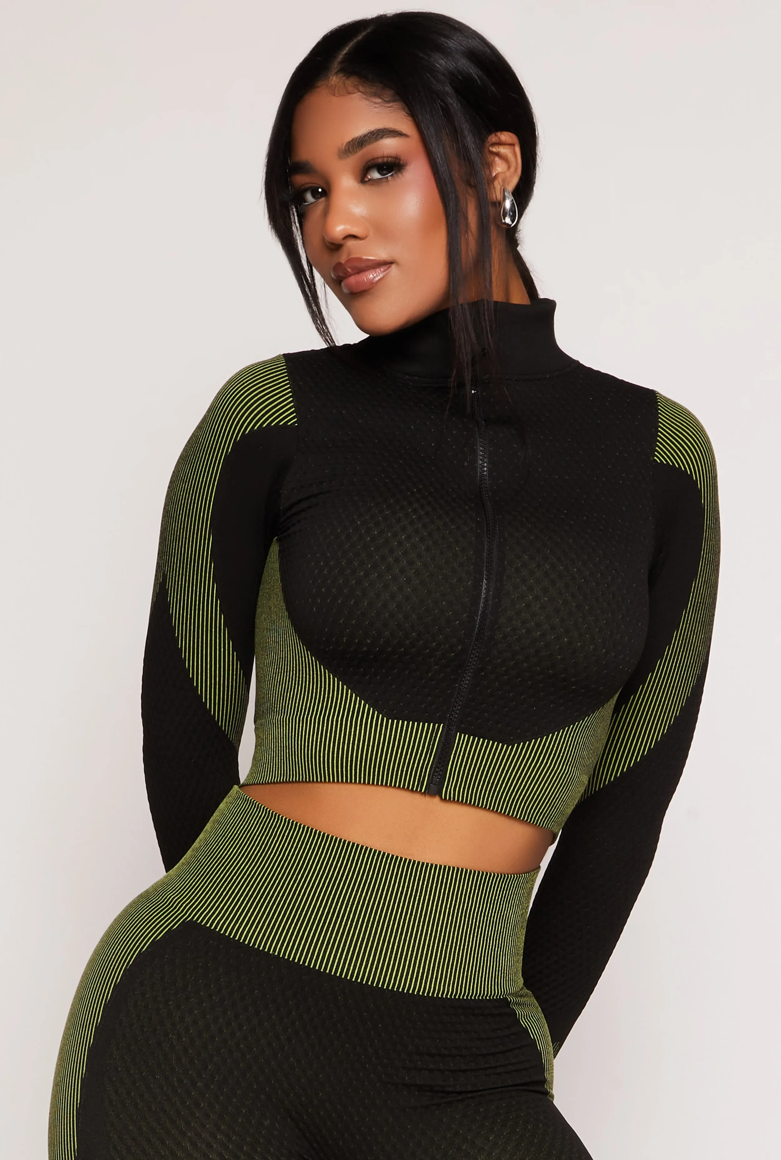 Striped Detail Seamless Cropped Track Jacket sold by Rainbow product image thumbnail 2