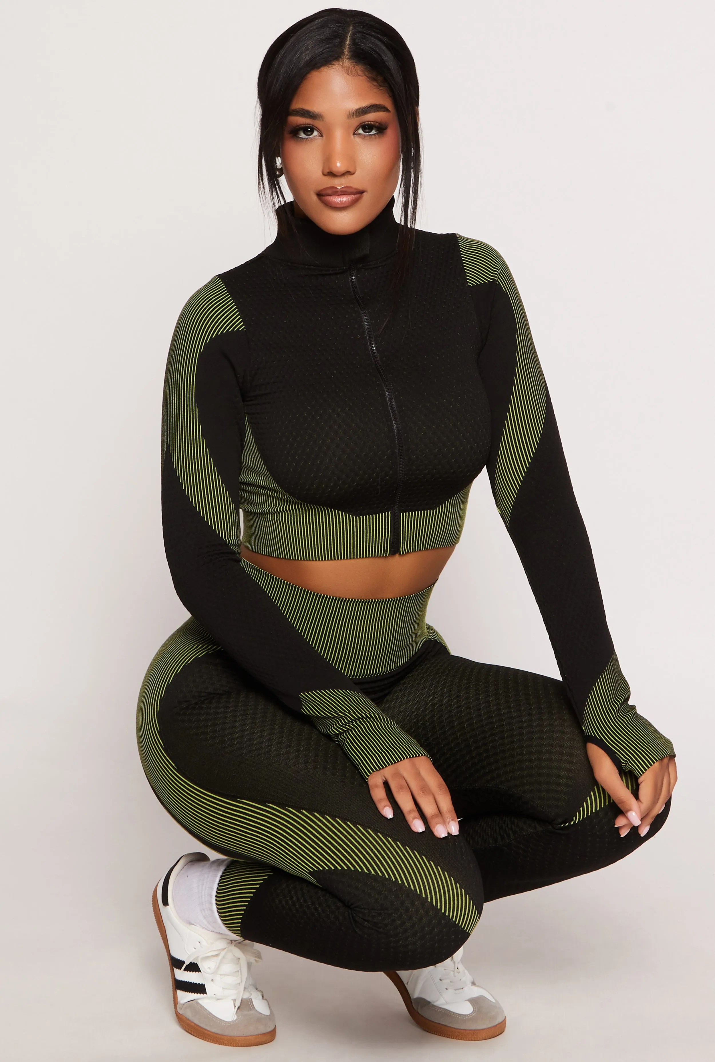 Striped Detail Seamless Cropped Track Jacket sold by Rainbow