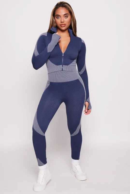 Striped Detail Seamless High Waist Leggings sold by Rainbow