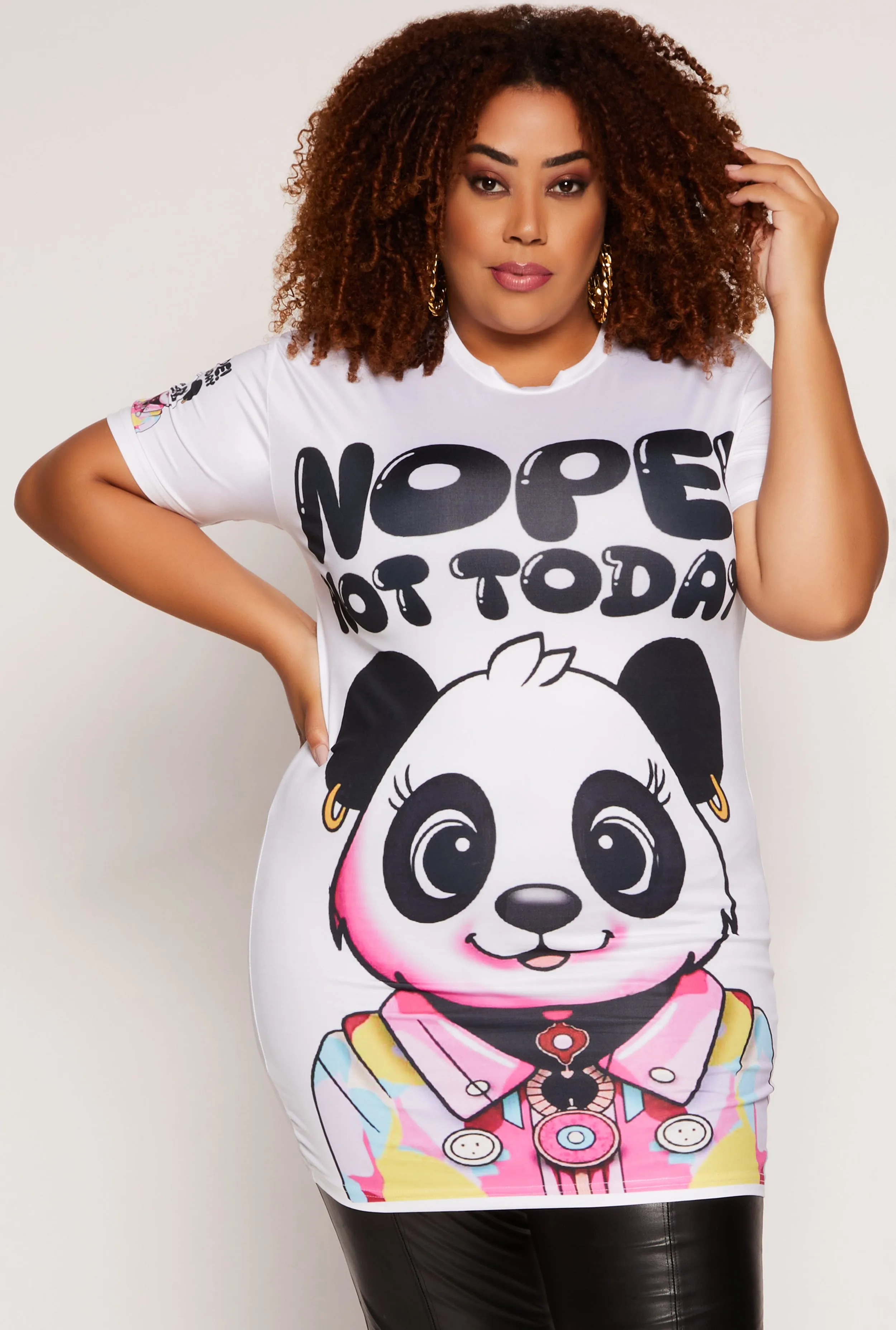 Plus Size Nope Not Today Panda Graphic Top sold by Rainbow