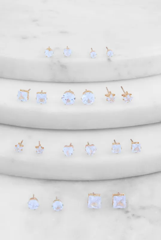 Assorted Cubic Zirconia Stud Earrings Set of 10 sold by Rainbow