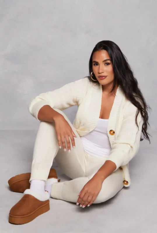 Cable Knit Button Front Cardigan sold by Rainbow