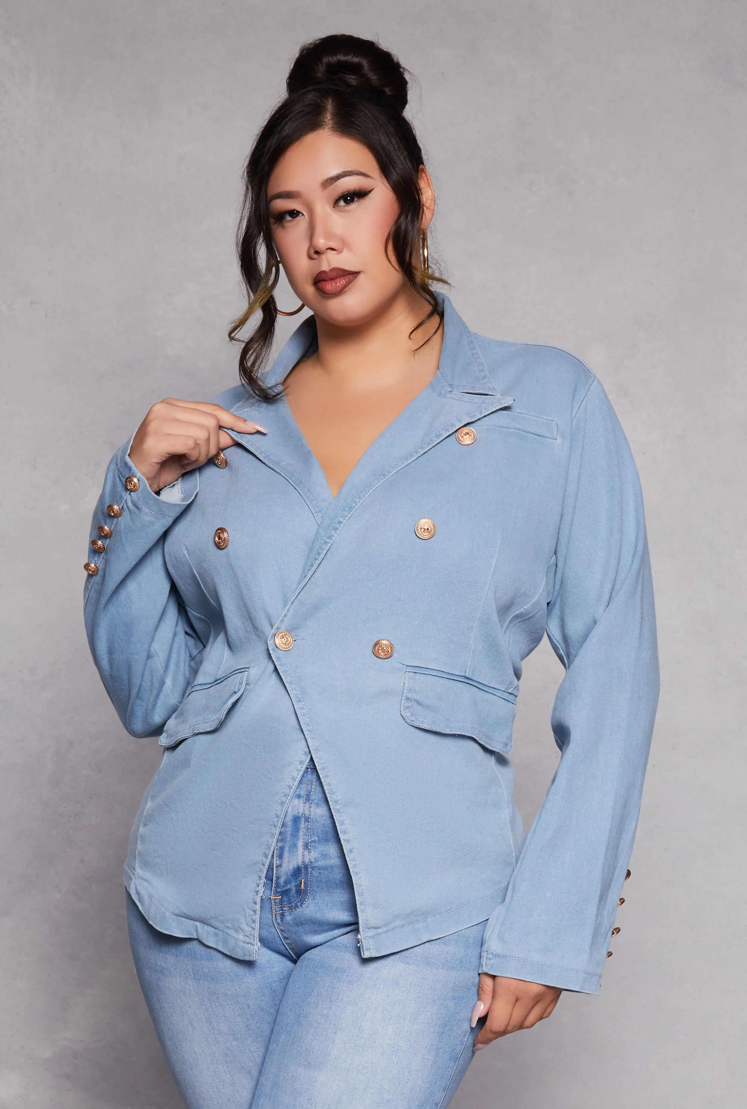 Plus Size Denim Blazer sold by Rainbow