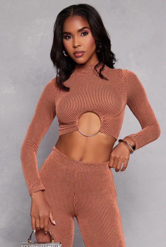 O Ring Ribbed Knit Crop Top sold by Rainbow