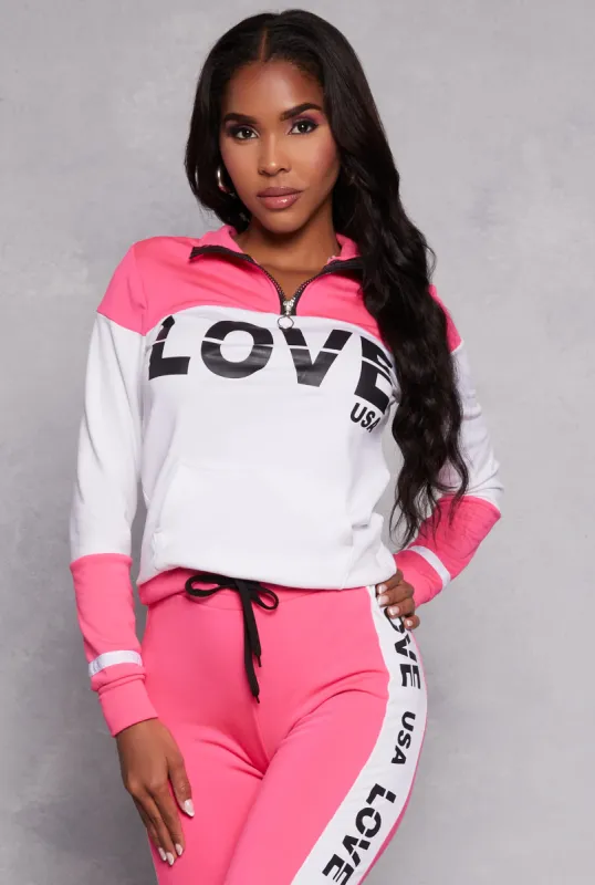 Love USA Zip Neck Sweatshirt sold by Rainbow