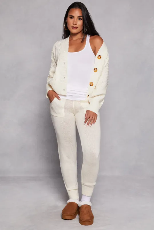 Knit High Waist Pocket Detail Joggers sold by Rainbow