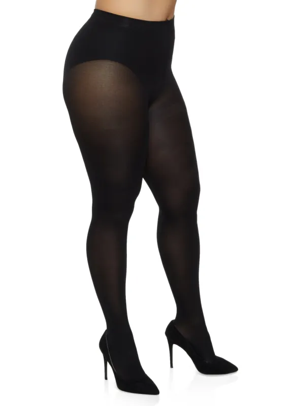 Plus Size Opaque High Waisted Tights sold by Rainbow