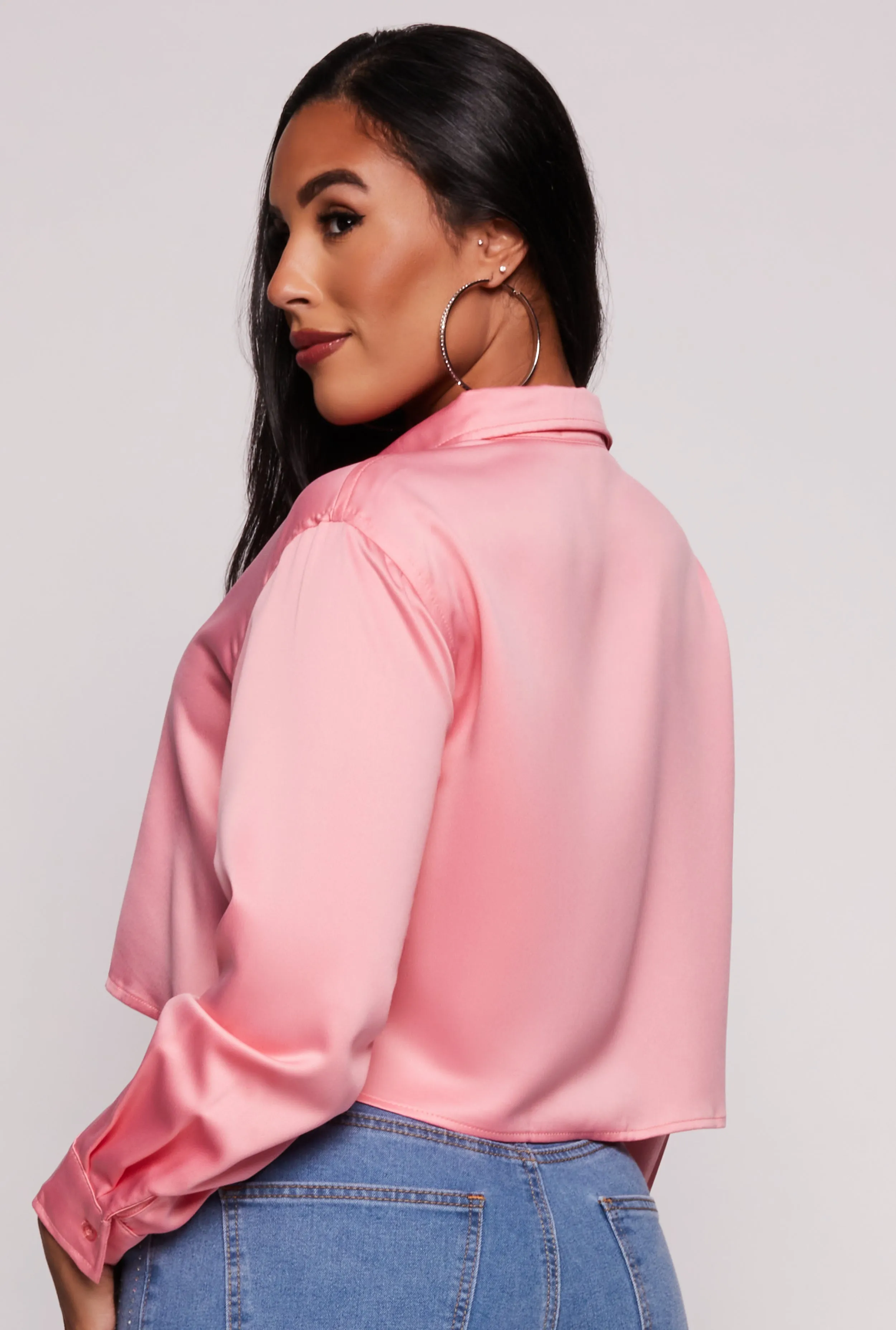 Iris Satin Button Front Cropped Blouse sold by Rainbow product image thumbnail 3