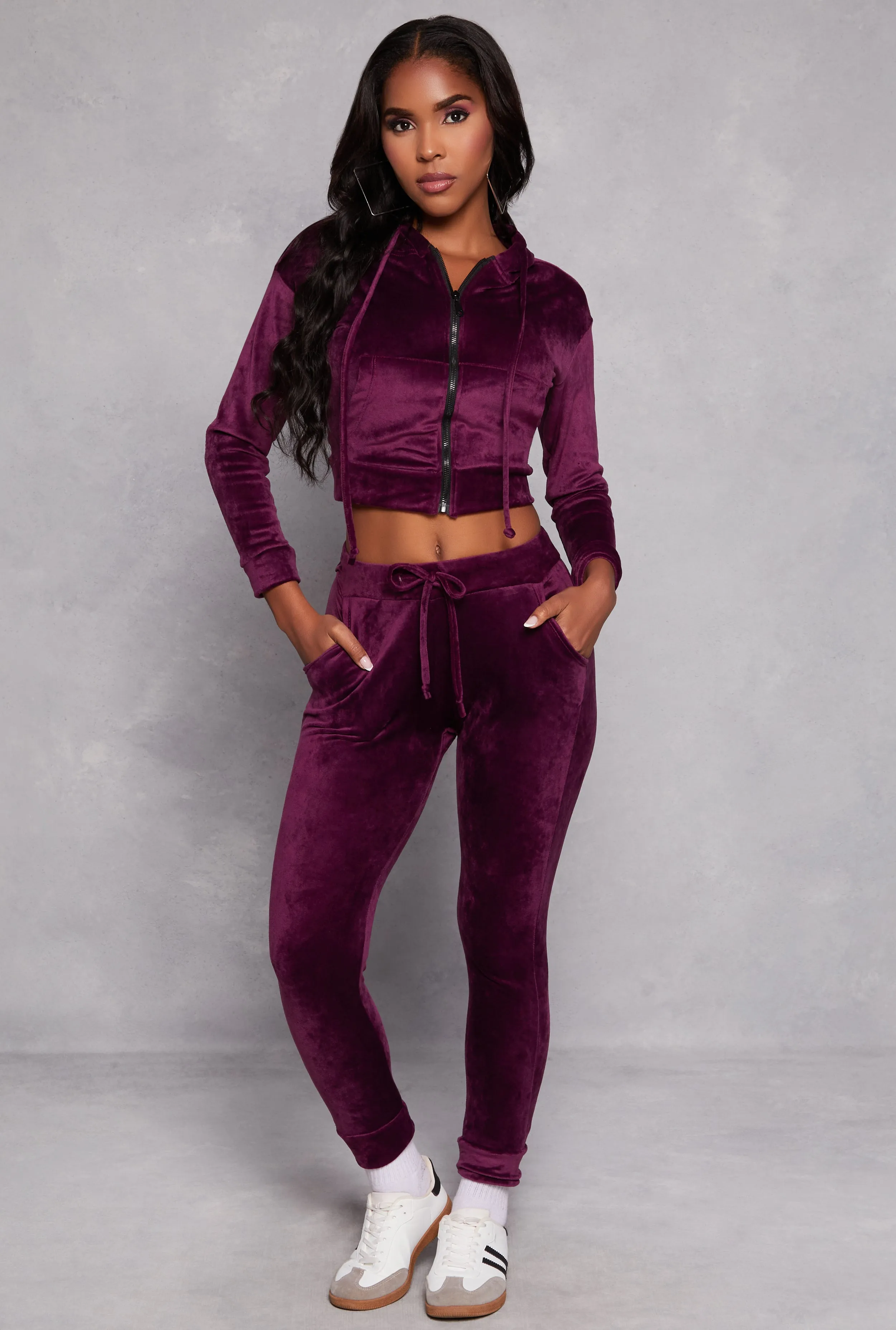 Solid Velour Drawstring Joggers sold by Rainbow
