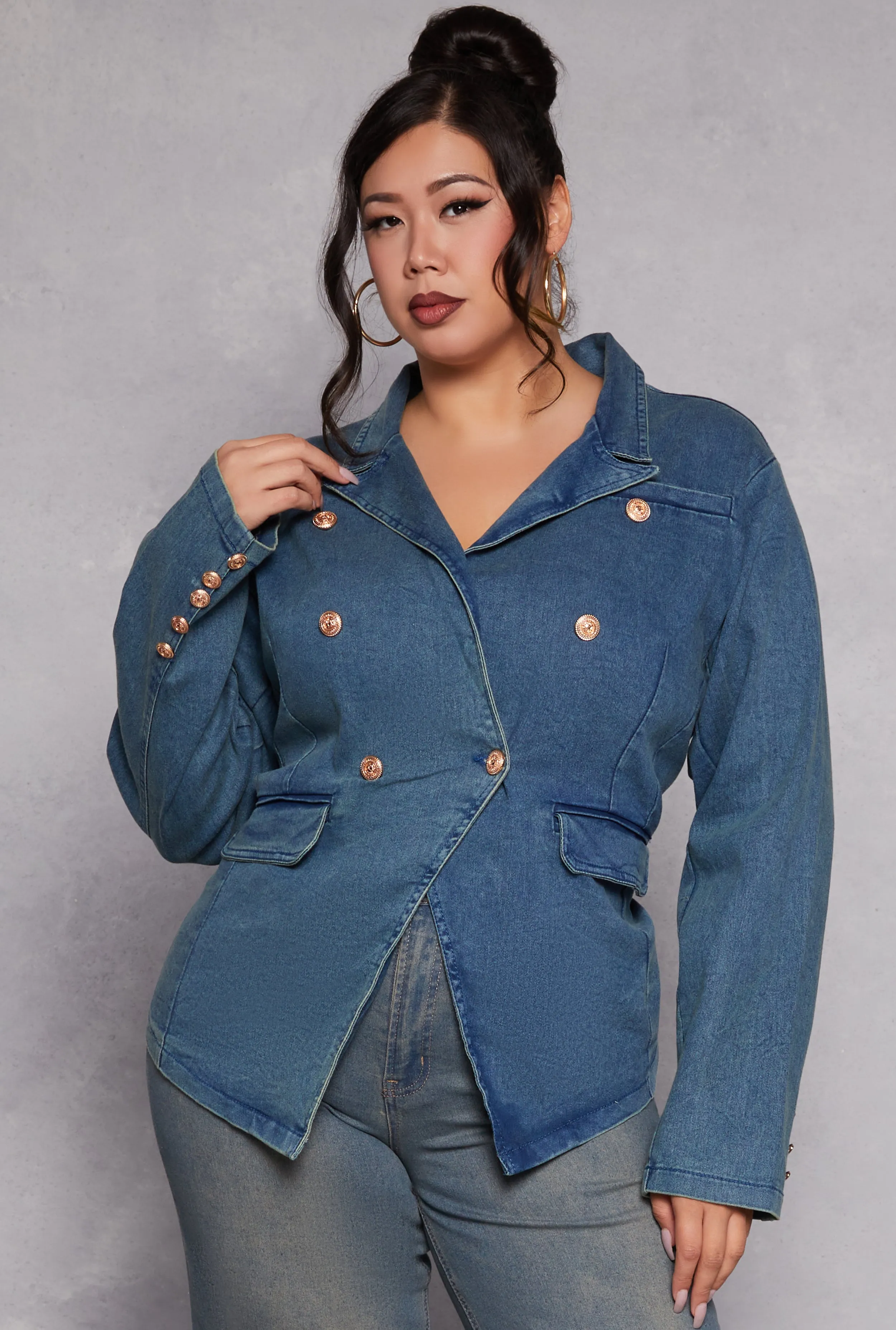 Plus Size Denim Blazer sold by Rainbow
