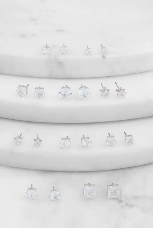 Assorted Cubic Zirconia Stud Earrings Set of 10 sold by Rainbow