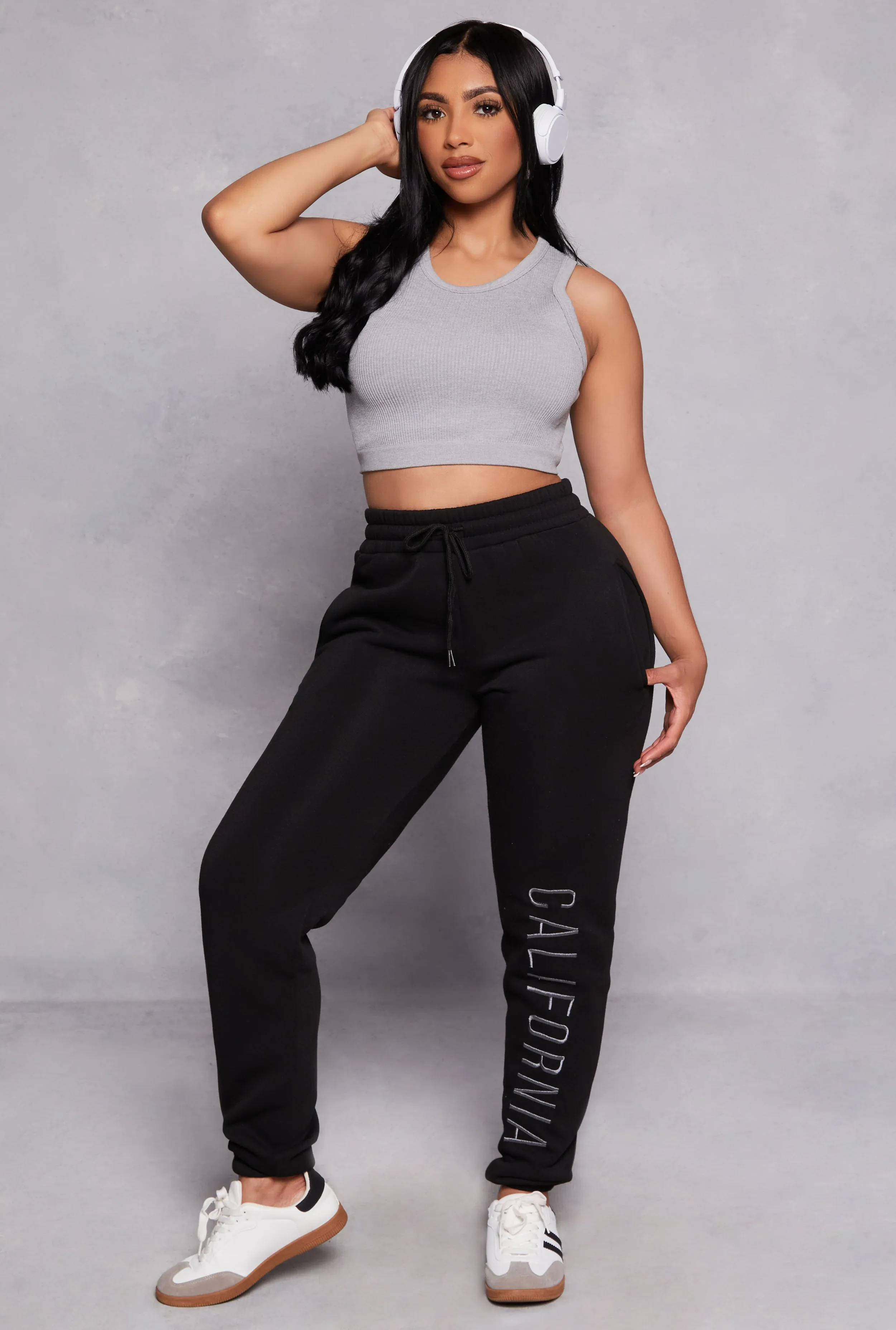 Fleece City Side Graphic Drawstring Joggers sold by Rainbow