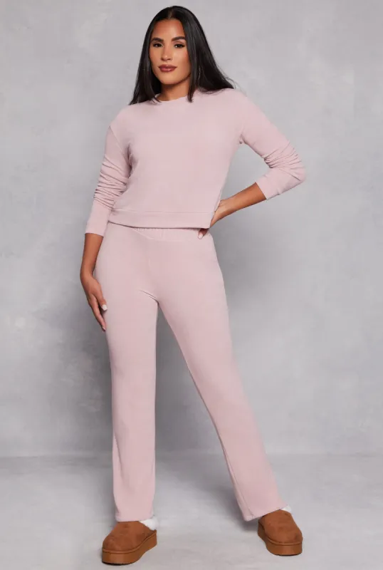 French Terry High Waist Straight Leg Pants sold by Rainbow