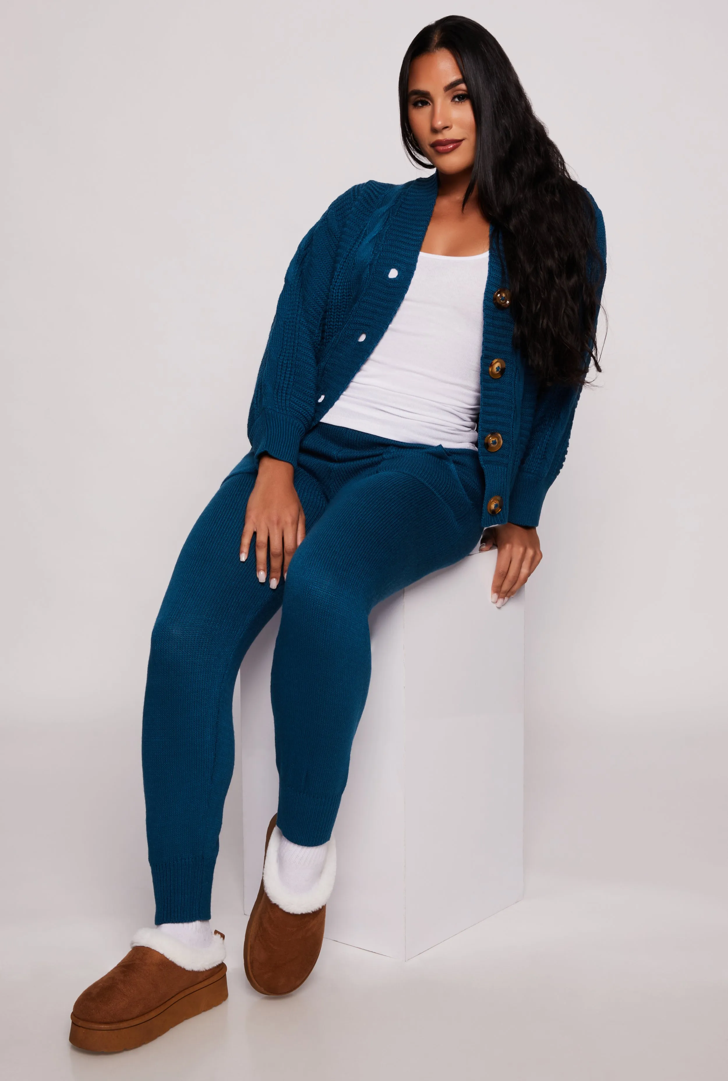 Cable Knit Button Front Cardigan sold by Rainbow product image thumbnail 2