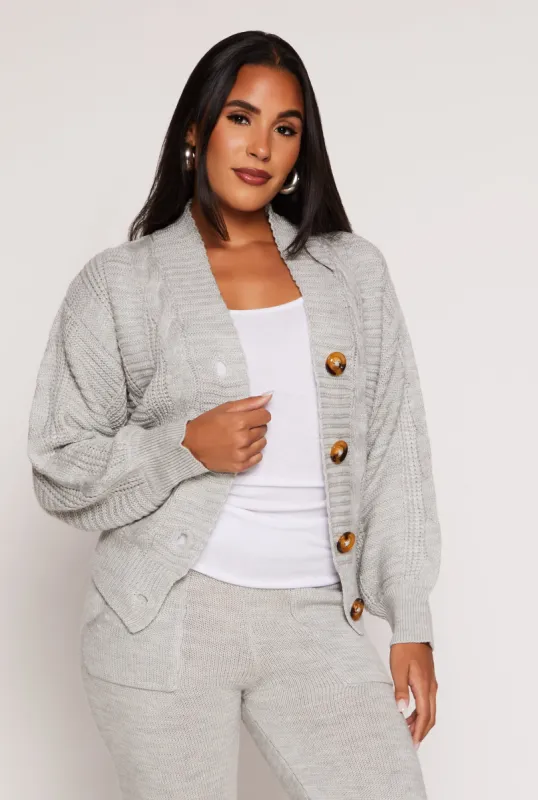 Cable Knit Button Front Cardigan sold by Rainbow