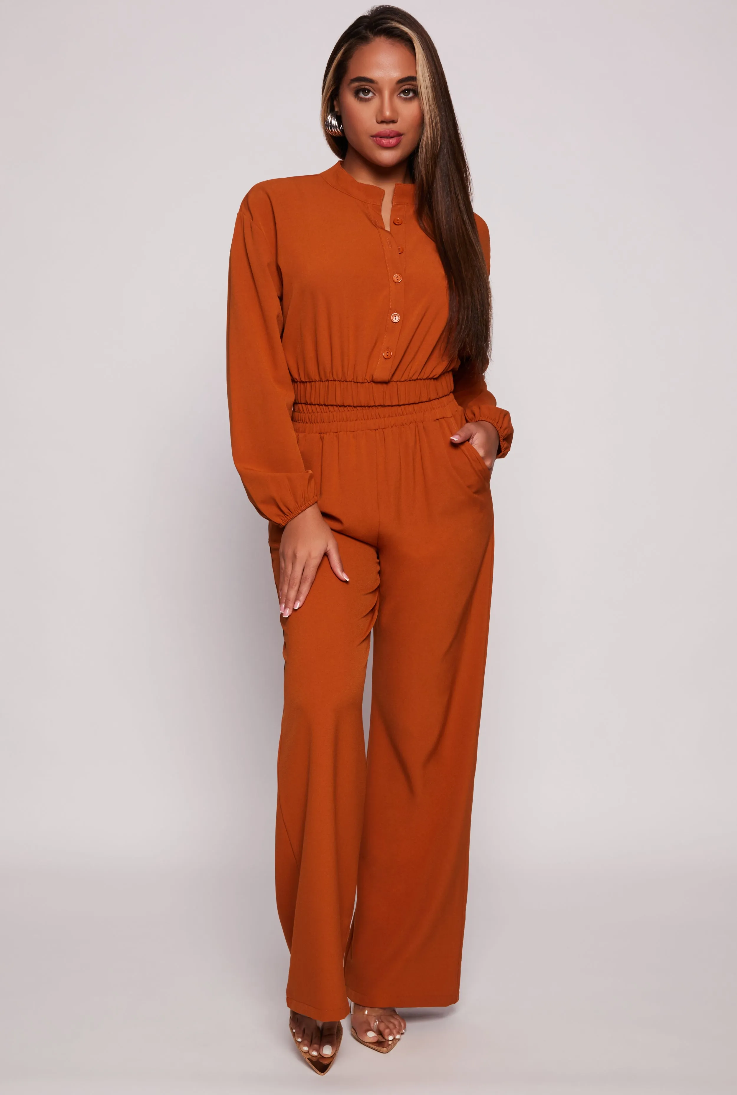 Crepe Knit Button Front Cropped Blouse sold by Rainbow product image thumbnail 2