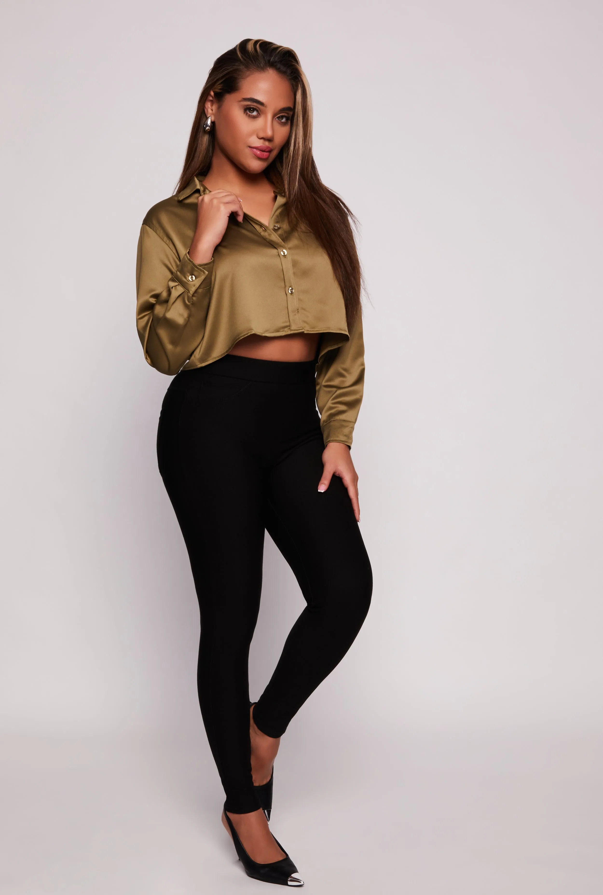 Ponte High Waisted Skinny Pull On Pants sold by Rainbow