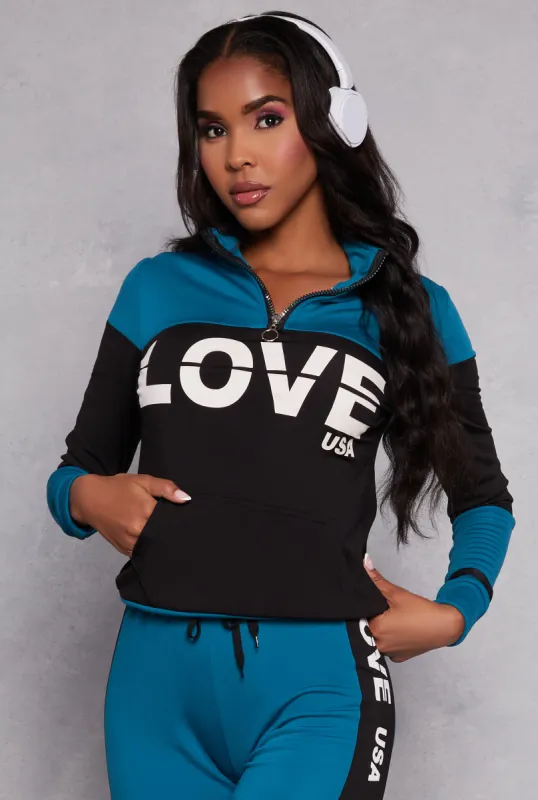 Love USA Zip Neck Sweatshirt sold by Rainbow