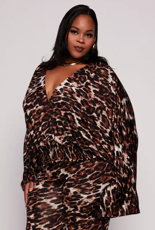 Plus Size Smocked Hem Bell Sleeve Blouse sold by Rainbow